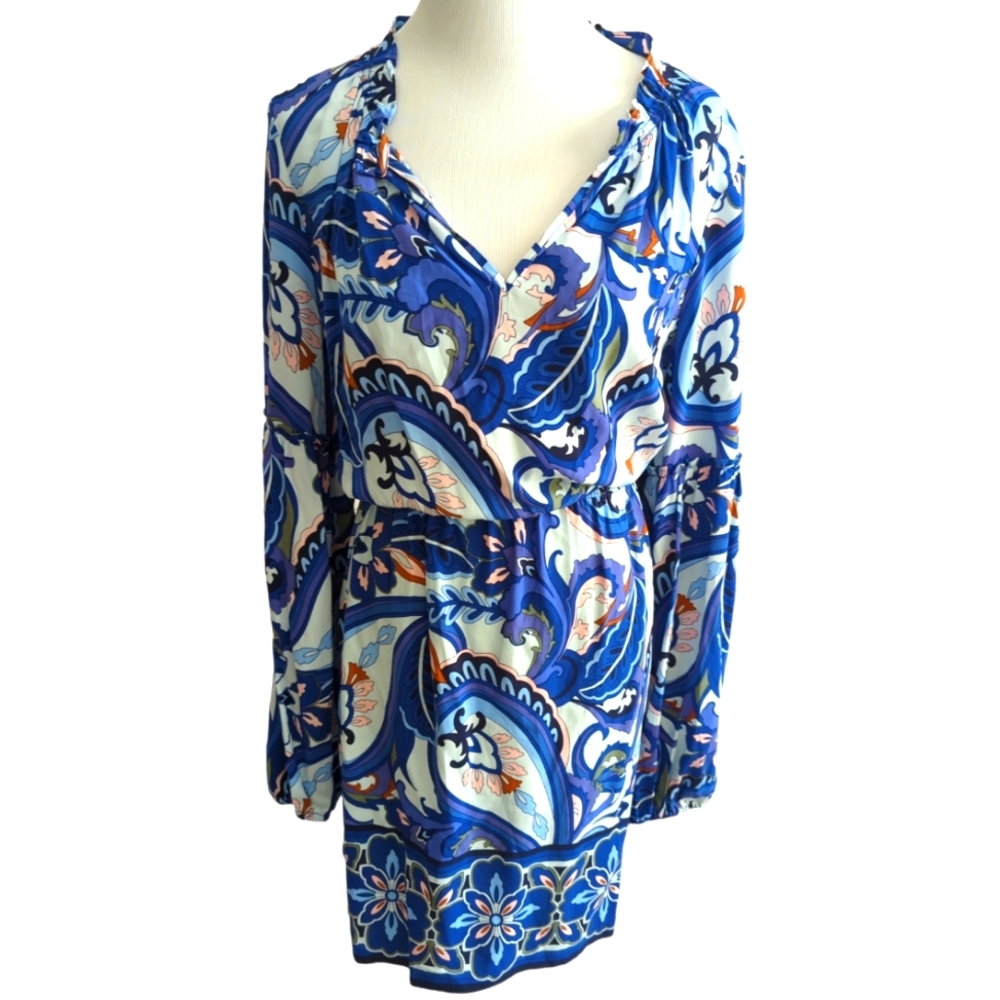 Crown & Ivy Blue and White Paisley Dress
